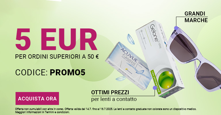 Sconto di 5€ per acquisti dal valore oltre 50€