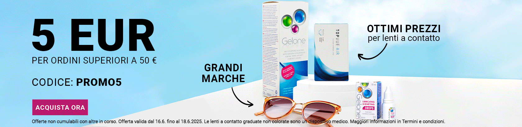 Sconto 5€ per acquisti dal valore oltre i 50 €