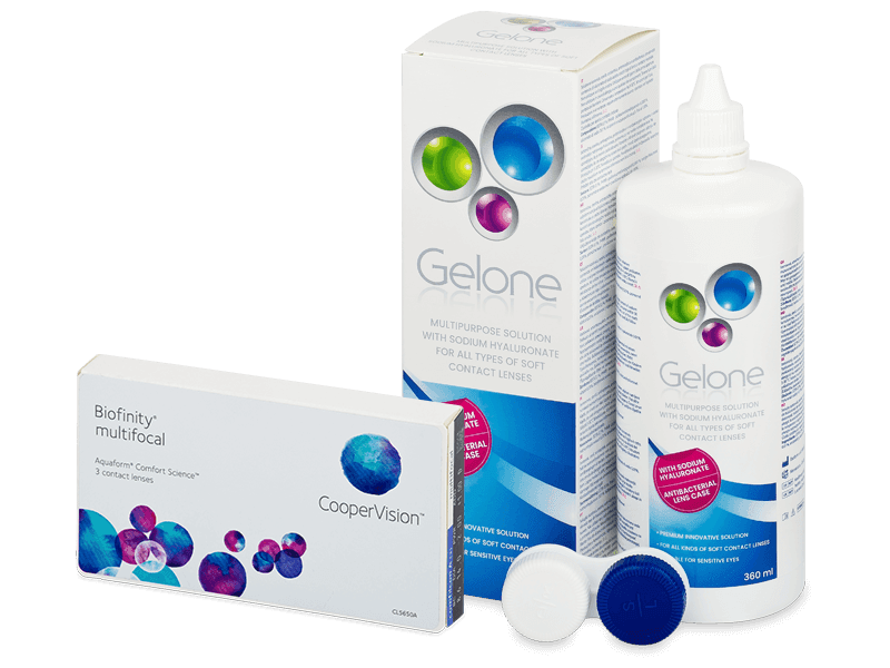 Biofinity Multifocal (3 čočky) + soluzione Gelone 360 ml - Package deal