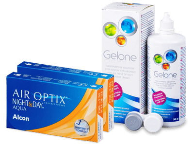 Air Optix Night and Day Aqua (2x3 lenti) + soluzioni Gelone 360ml - Package deal