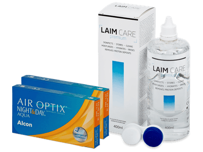 Air Optix Night and Day Aqua (2x 3 lenti) + soluzione Laim Care 400 ml - Package deal