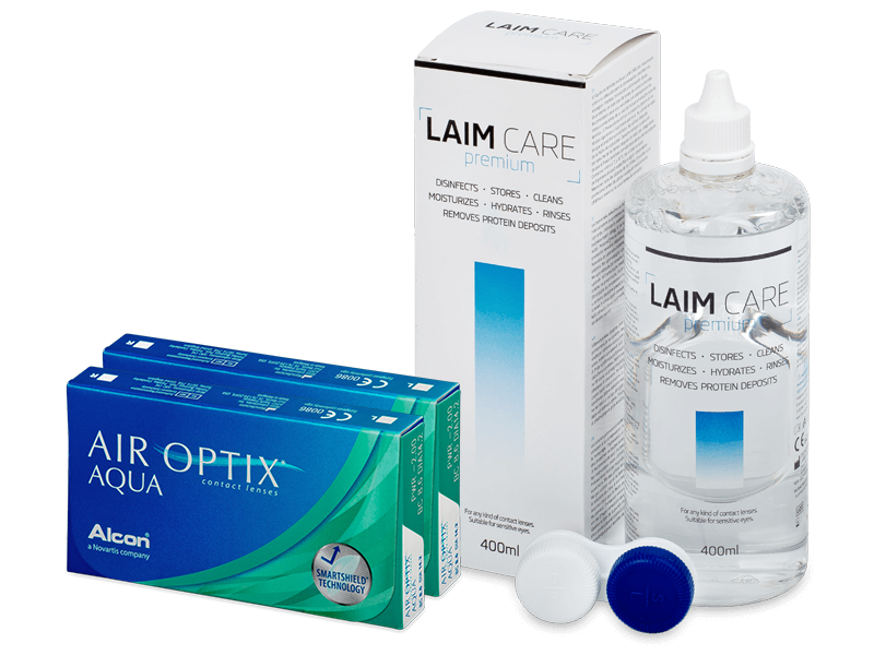 Air Optix Aqua (2x 3 lenti) + soluzione Laim Care 400 ml - Package deal