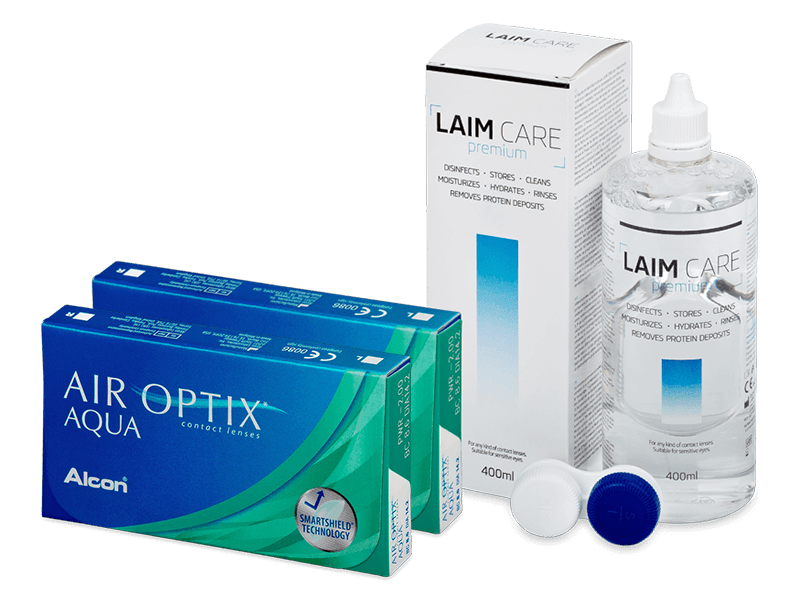 Air Optix Aqua (2x 3 lenti) + soluzione Laim Care 400 ml - Package deal