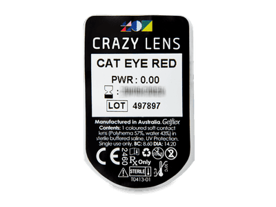 CRAZY LENS - Cat Eye Red - giornaliere non correttive (2 lenti) - Blister pack preview