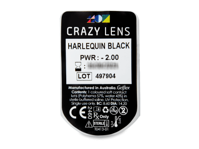 CRAZY LENS - Harlequin Black - giornaliere correttive (2 lenti) - Blister pack preview