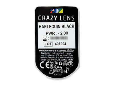 CRAZY LENS - Harlequin Black - giornaliere correttive (2 lenti) - Blister pack preview