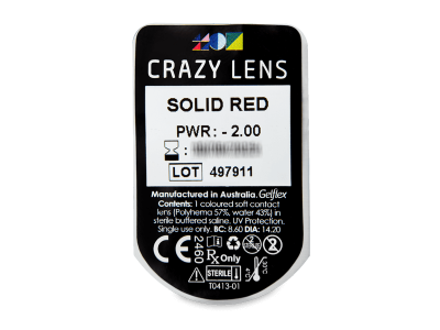CRAZY LENS - Solid Red - giornaliere correttive (2 lenti) - Blister pack preview