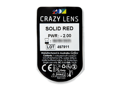 CRAZY LENS - Solid Red - giornaliere correttive (2 lenti) - Blister pack preview