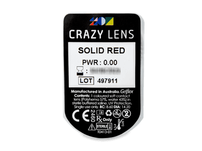 CRAZY LENS - Solid Red - giornaliere non correttive (2 lenti) - Blister pack preview