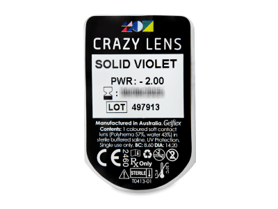 CRAZY LENS - Solid Violet - giornaliere correttive (2 lenti) - Blister pack preview