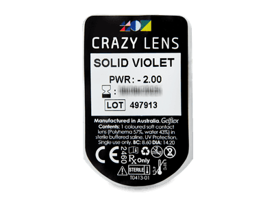 CRAZY LENS - Solid Violet - giornaliere correttive (2 lenti) - Blister pack preview