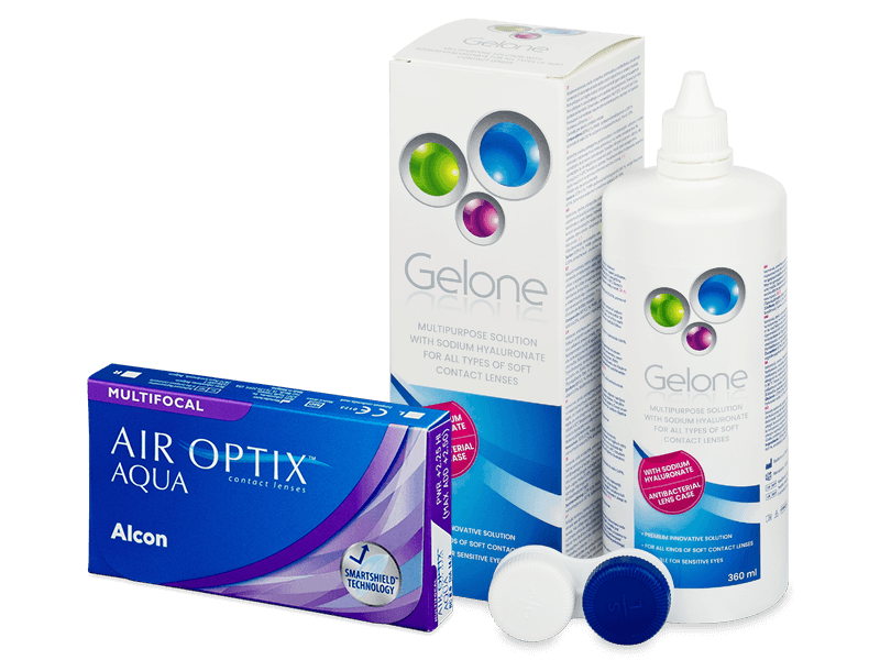 Air Optix Aqua Multifocal (3 lenti) + soluzione Gelone 360 ml - Package deal