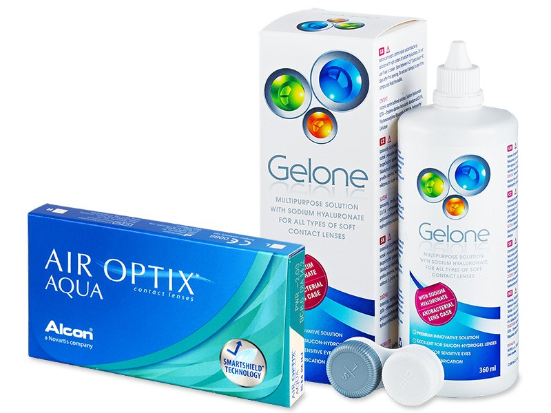 Air Optix Aqua (6 lenti) + soluzioni Gelone 360 ml - Package deal