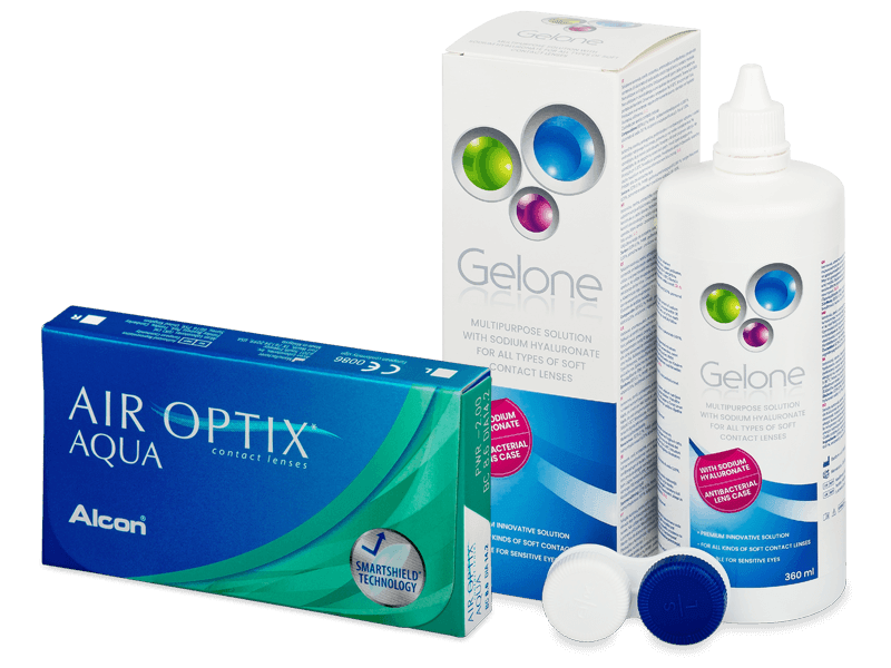 Air Optix Aqua (6 lenti) + soluzione Gelone 360 ml - Package deal