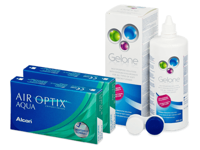 Air Optix Aqua (2x3 lenti) + soluzione Gelone 360 ml - Package deal